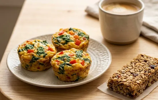 make ahead breakfast egg muffins with spinach and oat breakfast bars for busy mornings