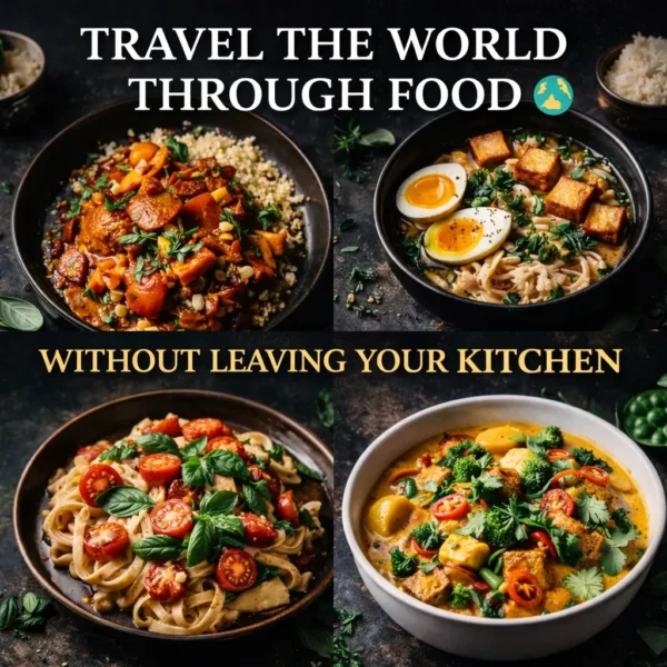 global vegetarian recipes world cuisine International vegetarian recipes dishes including Moroccan tagine, Japanese ramen, Italian pasta and Thai curry