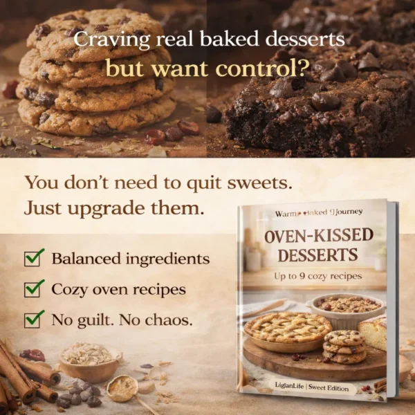 Healthy baked dessert recipes with chocolate chip cookies, brownies and Oven-Kissed Desserts ebook