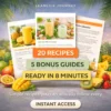 Tropical smoothie recipes ebook inside preview — 20 recipes and 5 bonus guides shown on recipe pages