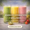 Tropical smoothie recipes for energy, hydration and wellness — three glasses, green, golden and pink, LeanLife Journey