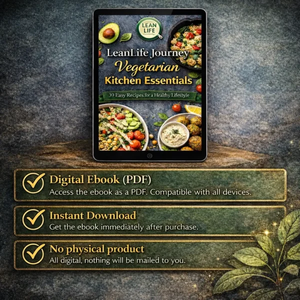 vegetarian-recipes-ebook-instant-download-pdf vegetarian recipe page showing ingredients and instructions with healthy homemade meal photo